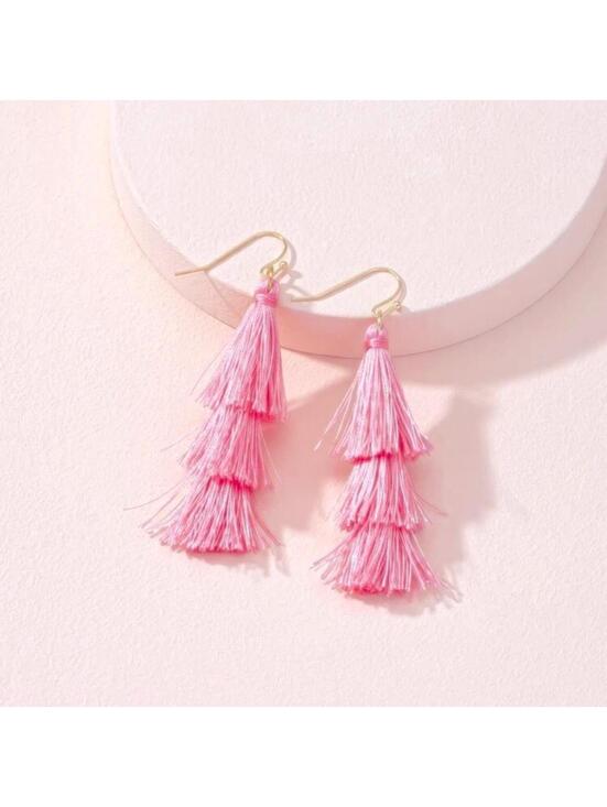 Miss Glam Co. Jewelry - Pink Western Tassel Earrings